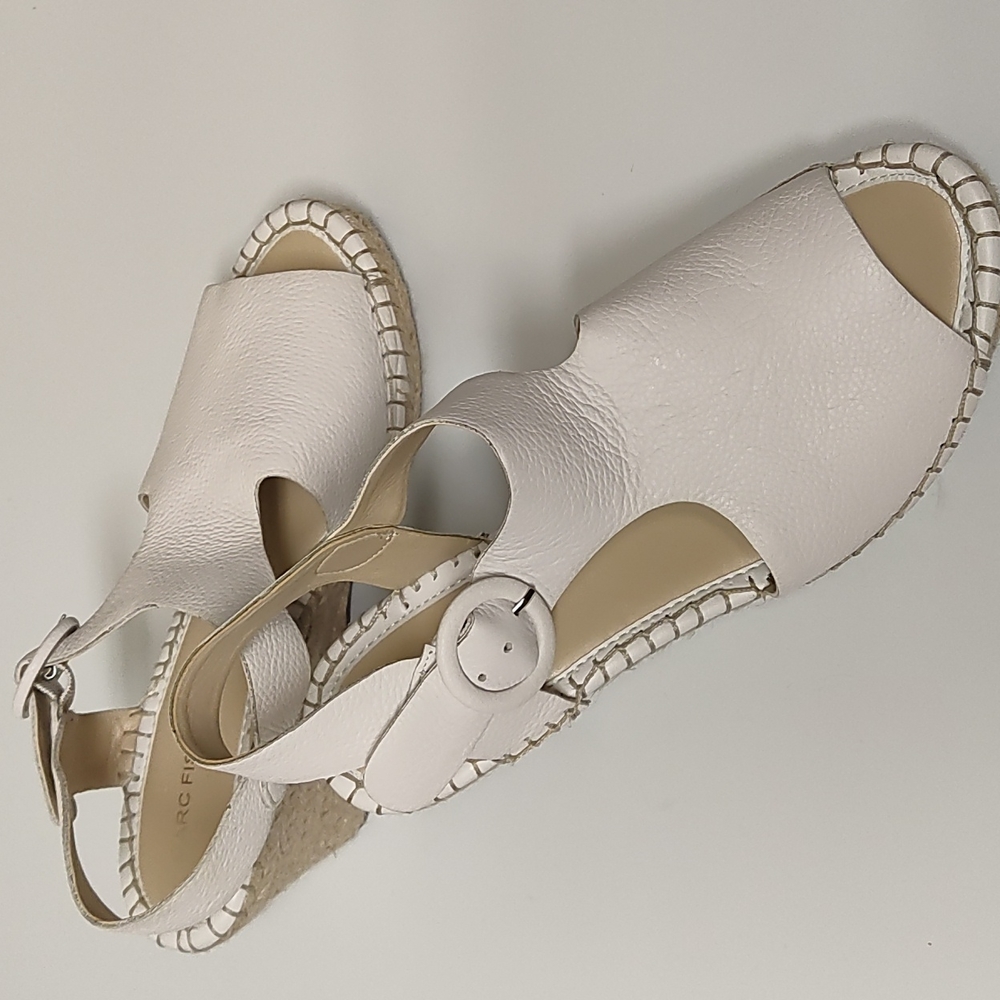 Marc Fisher White Leather and Espadrille Wedges Size 8Wide